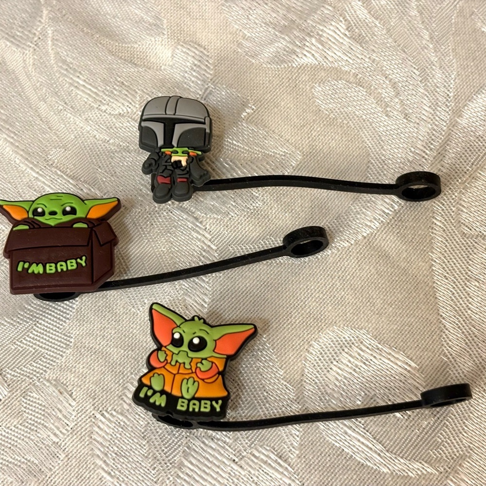 Baby Yoda Grogu straw cover black Set
